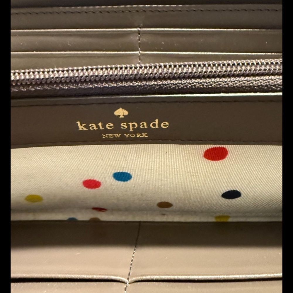 Kate Spade Deep Red Leather Slim Bifold Zipper Wallet - Picture 6 of 8
